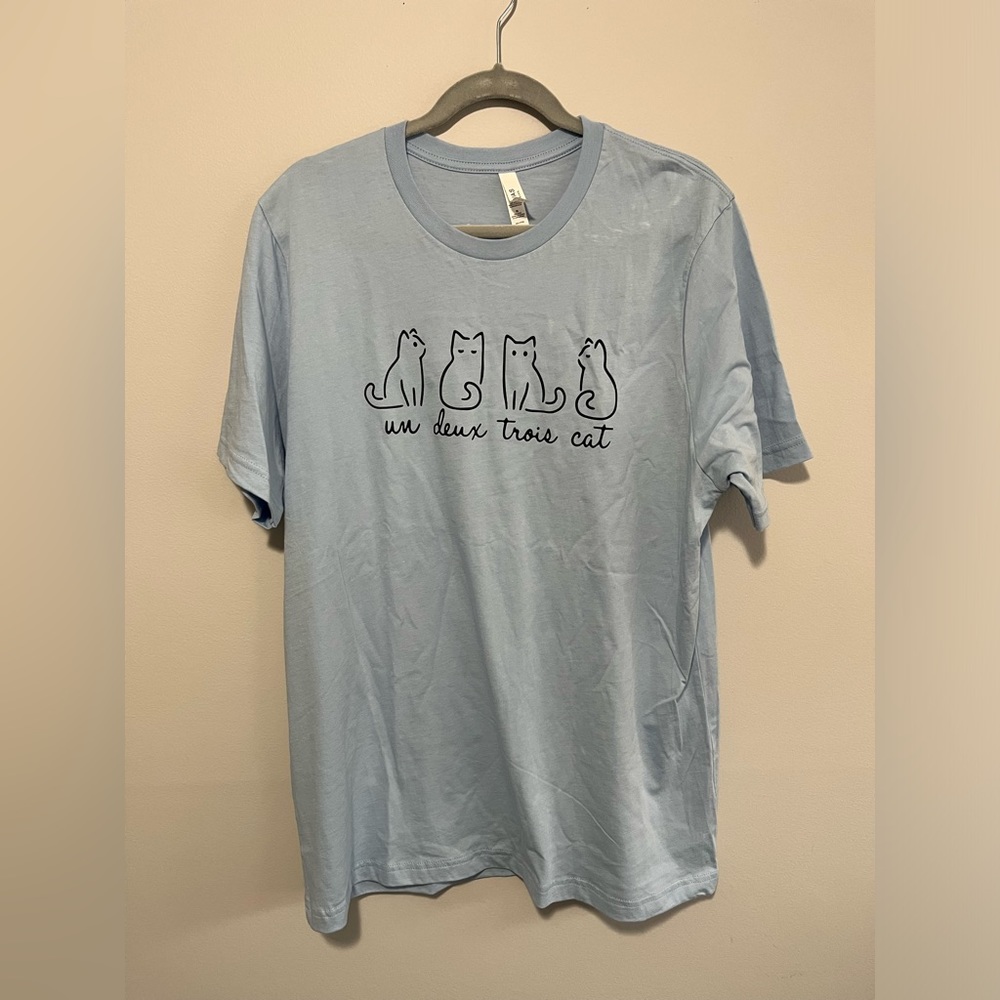 Women’s Light Blue Short Sleeve Cat T-Shirt